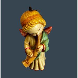 Anri Ferrandiz Angel With Horn Hand Painted Resin Christmas Ornament Italy Signe